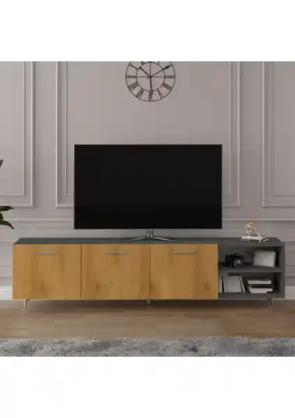 Asra Trend TV Ünitesi Koyu Gri Petra T-22 Modern ve Şık Tasarım Detaylarıyla Üstün Kullanım