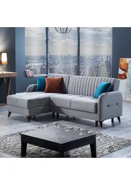 Astra Pera Köşe Koltuk Takımı Gri Renkli Modern ve Fonksiyonel Tasarım