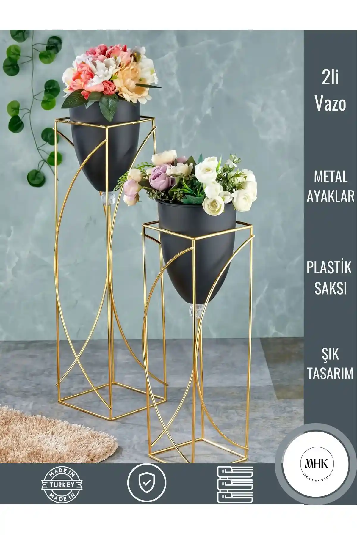 Ayaklı Gold Saksı ile Dekorasyonda Şıklık ve Fonksiyonellik Yüksek Kaliteli Tasarımlar