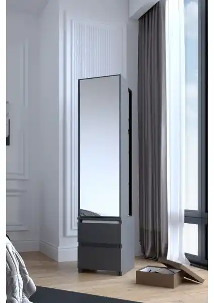 Aymobsan Armony Aynalı Çekmeceli Takı ve Aksesuar Dolabı Modern ve İşlevsel Tasarım