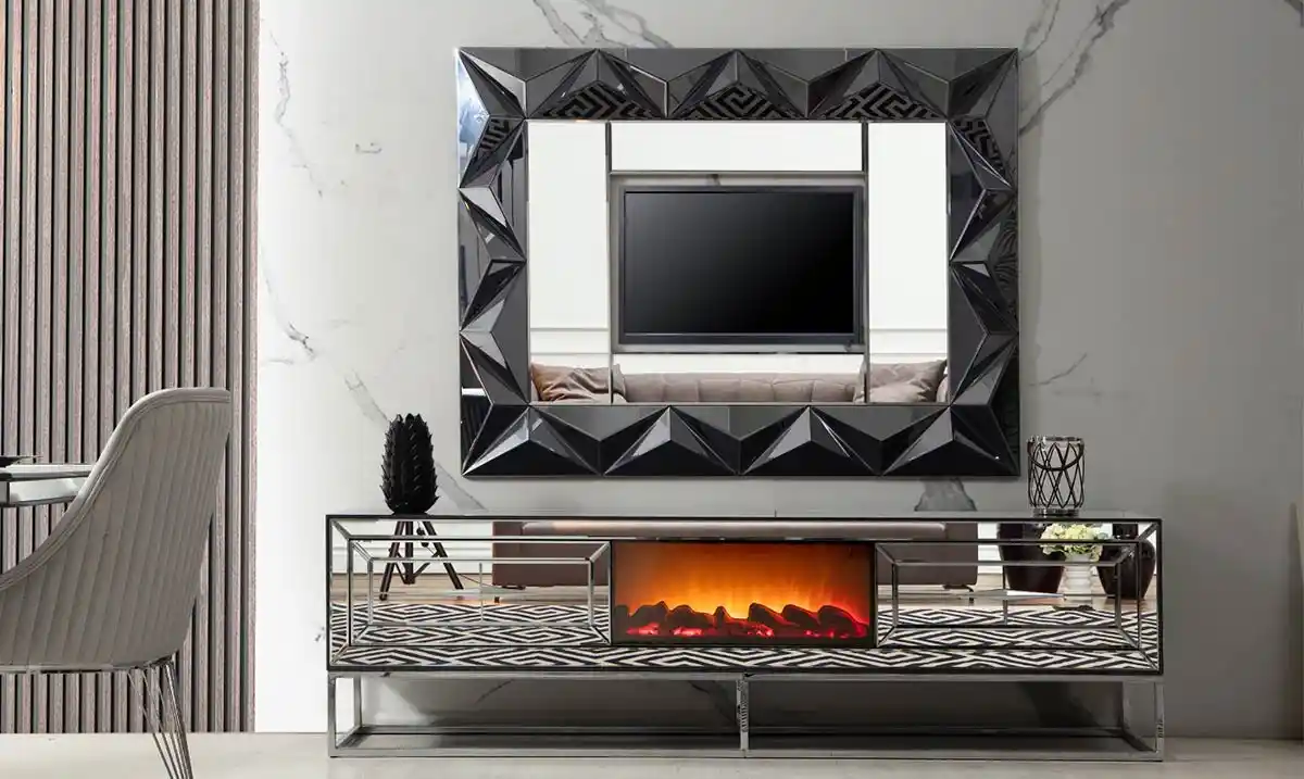 Aynalı Duvar TV Ünitesi ile Modern ve Şık Dekorasyon Çözümleri