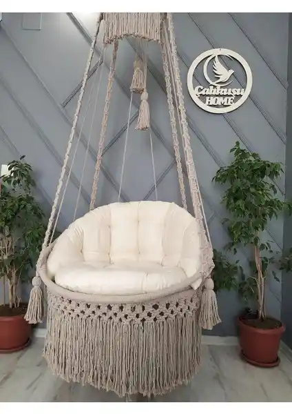 Ayyüce Tekstil Makrome Salıncak Minderi Düğmesiz Şık ve Konforlu Tasarım