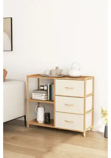 Bambu 2 Raflı 3 Çekmeceli Dolap: Modern ve Çevre Dostu Depolama Çözümü