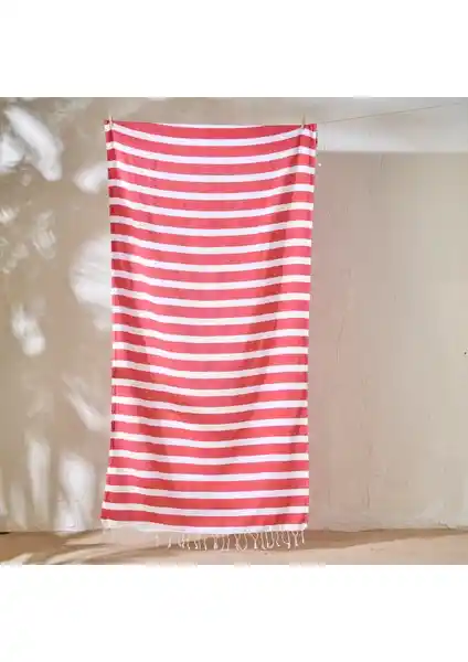 Bella Maison %100 Pamuk Lua Çizgili Peştamal Kırmızı 95x180 Cm Pratik ve Şık Kullanım