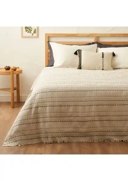 Bella Maison Alba Bej Pamuklu Çift Kişilik Yatak Örtüsü Estetik ve Konfor Sunar