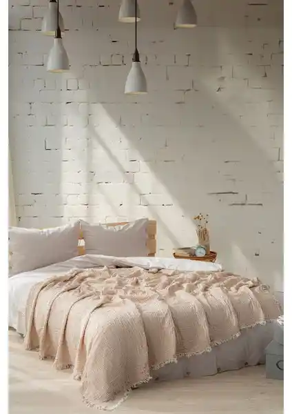 Berolige Easy Müslin Yatak Örtüsü Bej Renkli Doğal ve Şık Tasarım