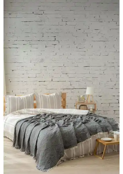 Berolige Easy Müslin Yatak Örtüsü Çift Kişilik Doğal ve Şık Tasarım, Kolay Bakım Özelliği