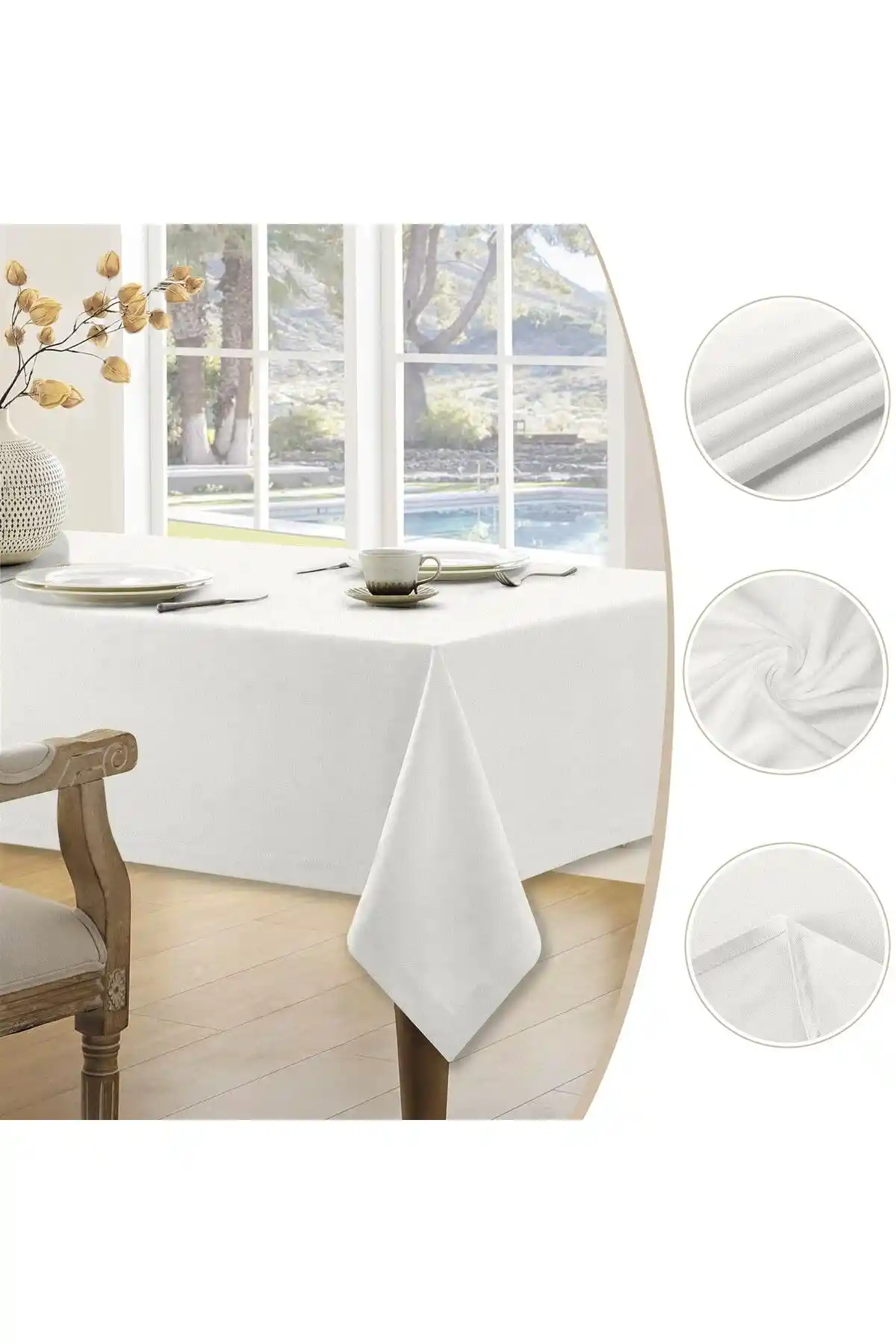 Beyaz Keten Masa Örtüsü ile Dekorasyonunuzu Zarif ve Şık Hale Getirin