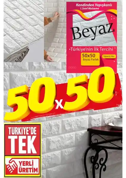 BienHome 50x50 cm Kendinden Yapışkanlı Esnek Köpük Duvar Paneli İç Mekan Dekorasyonu