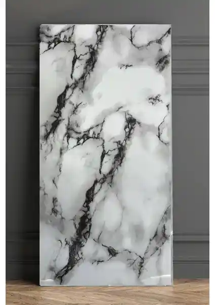 BienHome Beyaz Damar Mermer Desenli Kendinden Yapışkanlı Panel 30x60 cm İç Mekan Dekorasyonu