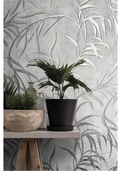 BienHome Bien Exclusive 5363 Modern Bej Gümüş Tropikal Duvar Kağıdı ile Şıklık ve Fonksiyonellik