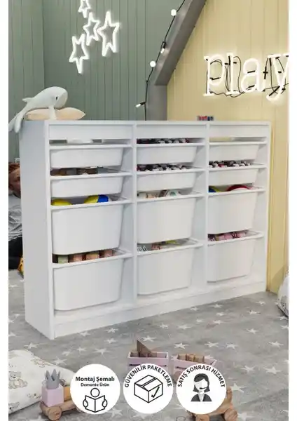 Bofigo 12 Sepetli Çok Amaçlı Dolap Beyaz Modern Tasarım ve Güvenlik Standartlarıyla