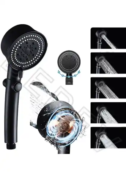 Brkyapı Turbo Fan Pervaneli 5 Fonksiyonlu Star Stop Duş Başlığı Modern ve Su Tasarruflu Tasarım