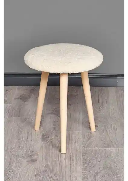 Bugi Home Collection Ahşap Ayaklı Pelüş Puf: Modern ve Şık Oturma Dekorasyonu Çözümü