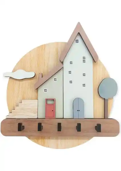 CajuArt Pastel Renkli Evler Anahtarlık ve Duvar Dekoru - Estetik ve Fonksiyonellik Önerisi