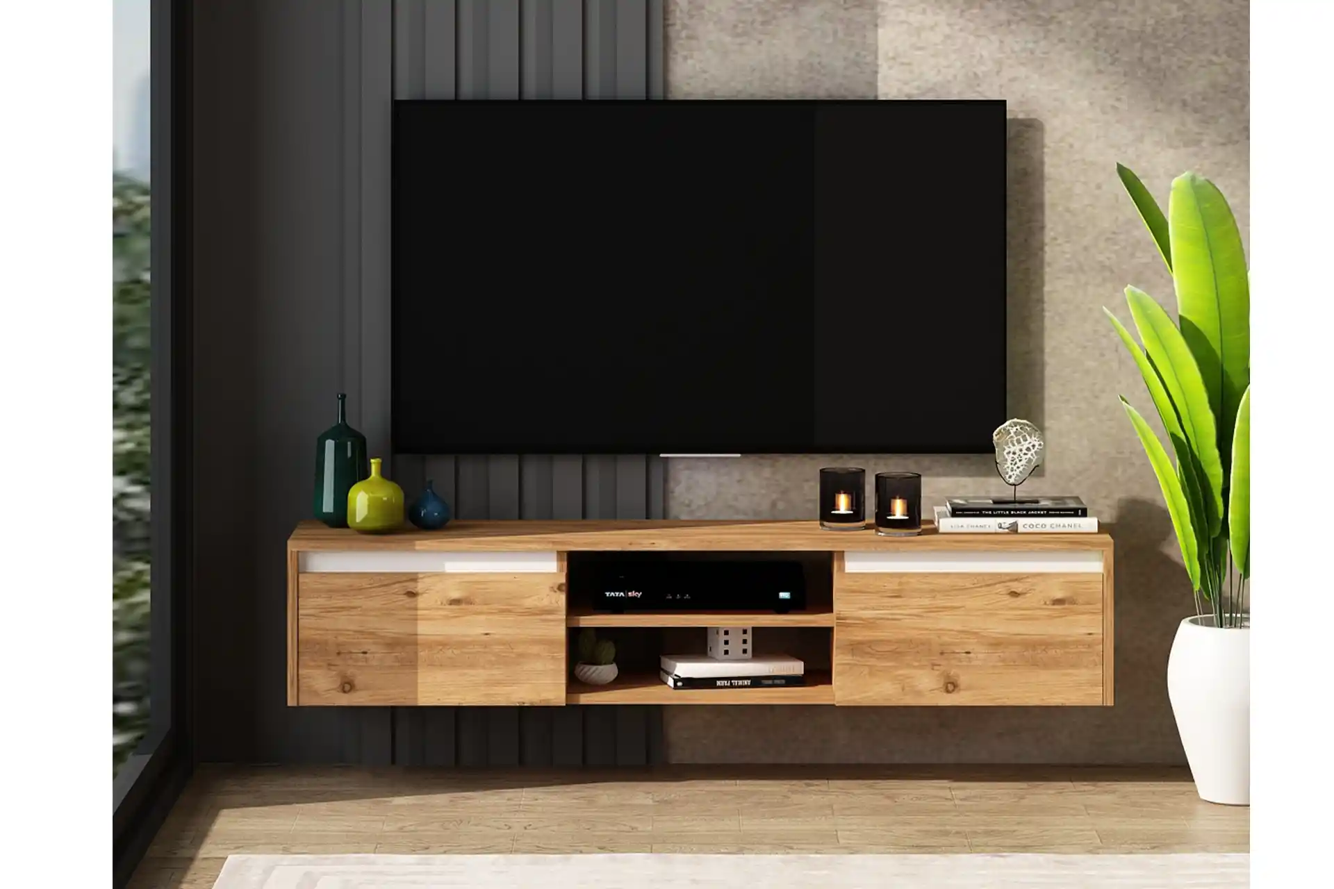 Cam Kapaklı TV Ünitesi ile Modern ve Şık Dekorasyon Çözümleri