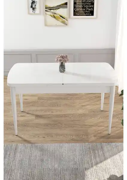 Canisa Concept 70x114 cm Açılabilir Beyaz Mutfak Masası Modern Tasarım ve Uzay Tasarrufu