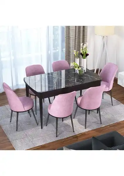 Canisa Concept Via Serisi Açılabilir Modern Mutfak Masa Takımı ve Şık Sandalyeler