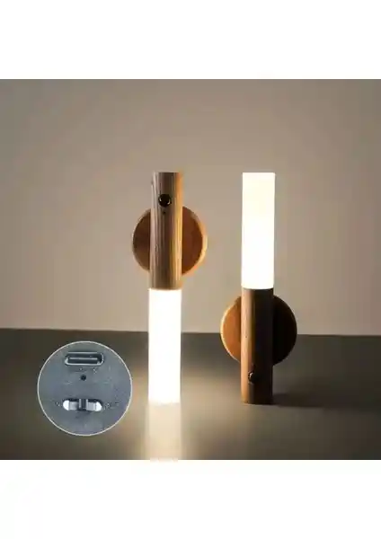 Cata CT-5250 Kumru Ahşap Renkli Kablosuz Sensörlü LED Duvar Aplikasyonu