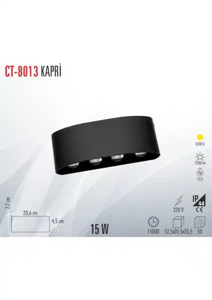 Cata CT-8013 15W Kapri Amber Dış Mekan Modern Aplik ile Estetik ve Dayanıklı Aydınlatma Çözümü