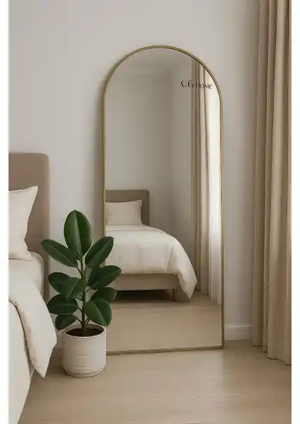 Cg Home Metal Çerçeveli Oval Ayaklı Boy Aynası Modern Tasarım ve Çok Yönlü Kullanım