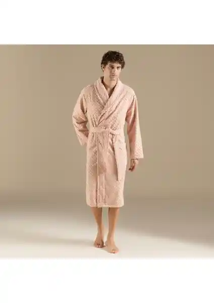 Chakra Zigzag Erkek Bornoz Koyu Somon Renk ile Şıklık ve Konforun Buluşması