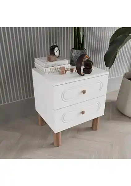 Comiet Pera 2 Çekmeceli MDF Komodin Modern ve Dayanıklı Yatak Odası Dekorasyonu İçin
