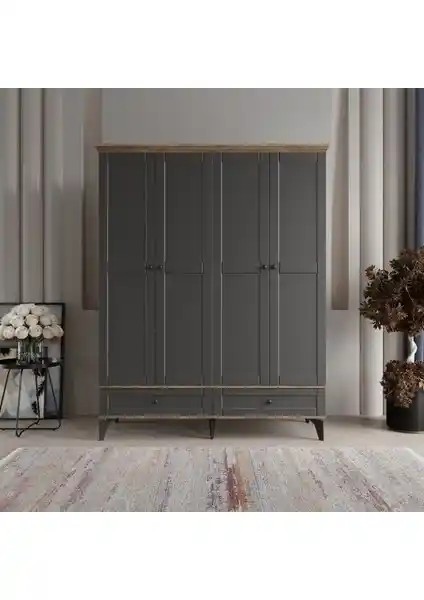 Comiet Silva 4 Kapaklı MDF Gardrop Modern ve Dayanıklı Depolama Çözümü