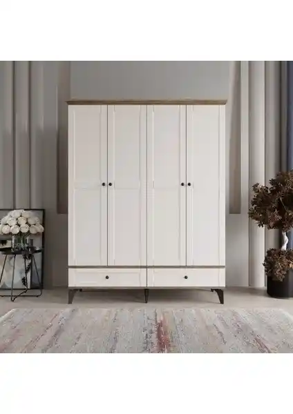 Comiet Silva 4 Kapaklı MDF Gardrop: Modern ve Dayanıklı Saklama Çözümü