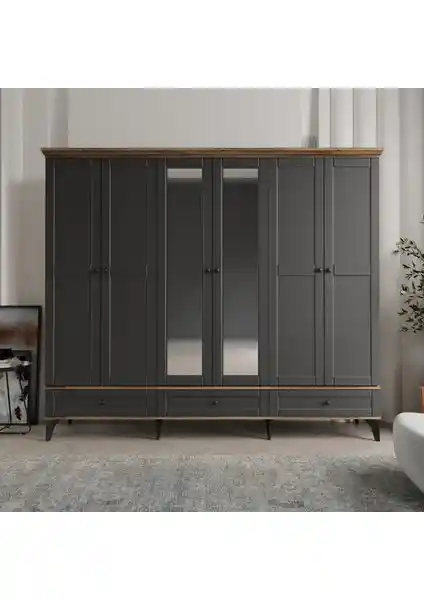 Comiet Silva 6 Kapaklı Çekmeceli MDF Gardrop ile Modern ve Fonksiyonel Depolama
