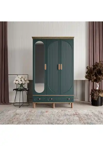 Comiet Soho 3 Kapak Aynalı Çekmeceli MDF Gardırop Modern ve Dayanıklı Tasarım