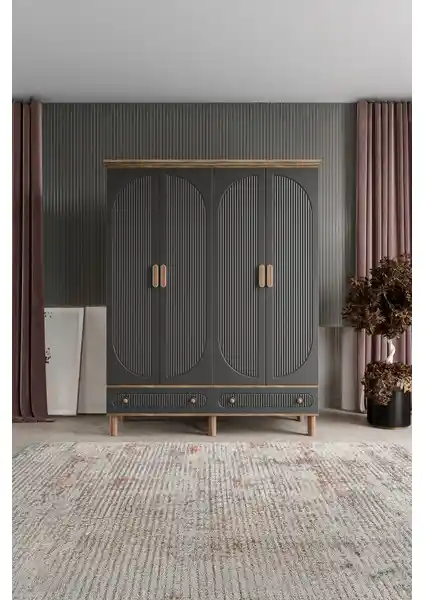 Comiet Soho 4 Kapaklı Çekmeceli MDF Gardırop Modern ve Dayanıklı Depolama Çözümü