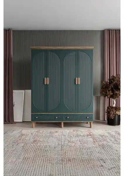 Comiet Soho 4 Kapaklı Çekmeceli MDF Gardrop Modern ve Dayanıklı Depolama Çözümü