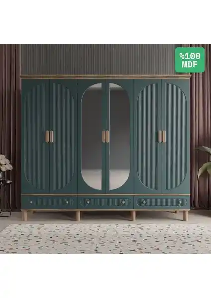 Comiet Soho 6 Kapaklı Aynalı MDF Gardrop: Modern ve Şık Depolama Çözümü