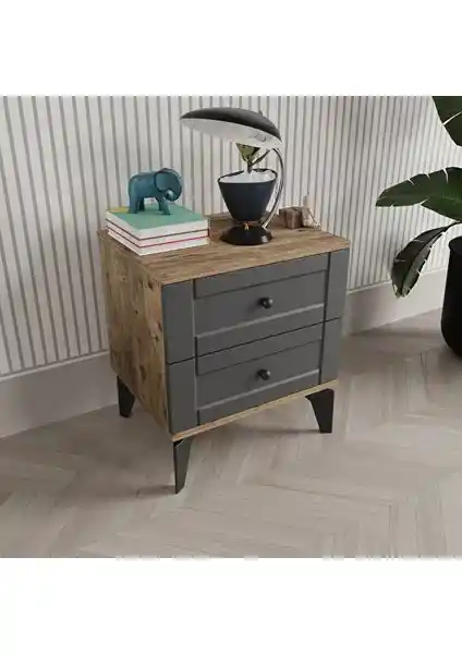 Comiet Toprak 2 Çekmeceli MDF Komodin: Modern ve Dayanıklı Yatak Odası Dekorasyonu İçin