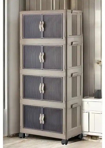 Decorev Çok Amaçlı Kapaklı Tekerlekli Organizer Dolap Geniş Depolama ve Şık Tasarım