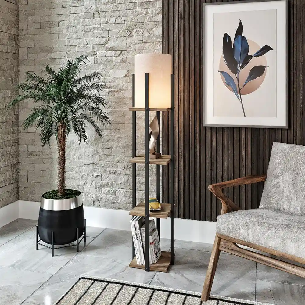 Dekoratif Raflı Lambaderler ile Mekânınıza Şıklık ve Fonksiyonellik Katın