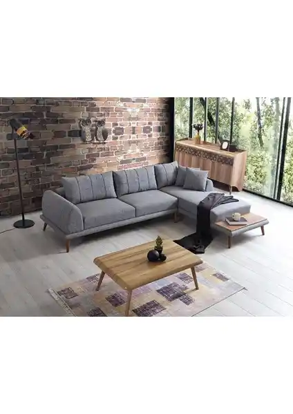 Dekorbizden Retro Keten Köşe Koltuk 45 – Modern ve Dayanıklı Tasarım, Kolay Montaj