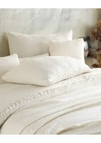 Destiny Hometex Bej Jakarlı Naturel 4 Katlı Multi Muslin Yatak Örtüsü