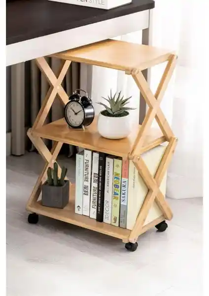 Digithome Bambu 3 Raflı Tekerlekli Sehpa Düzenleyici Modern ve Çok Amaçlı Tasarım