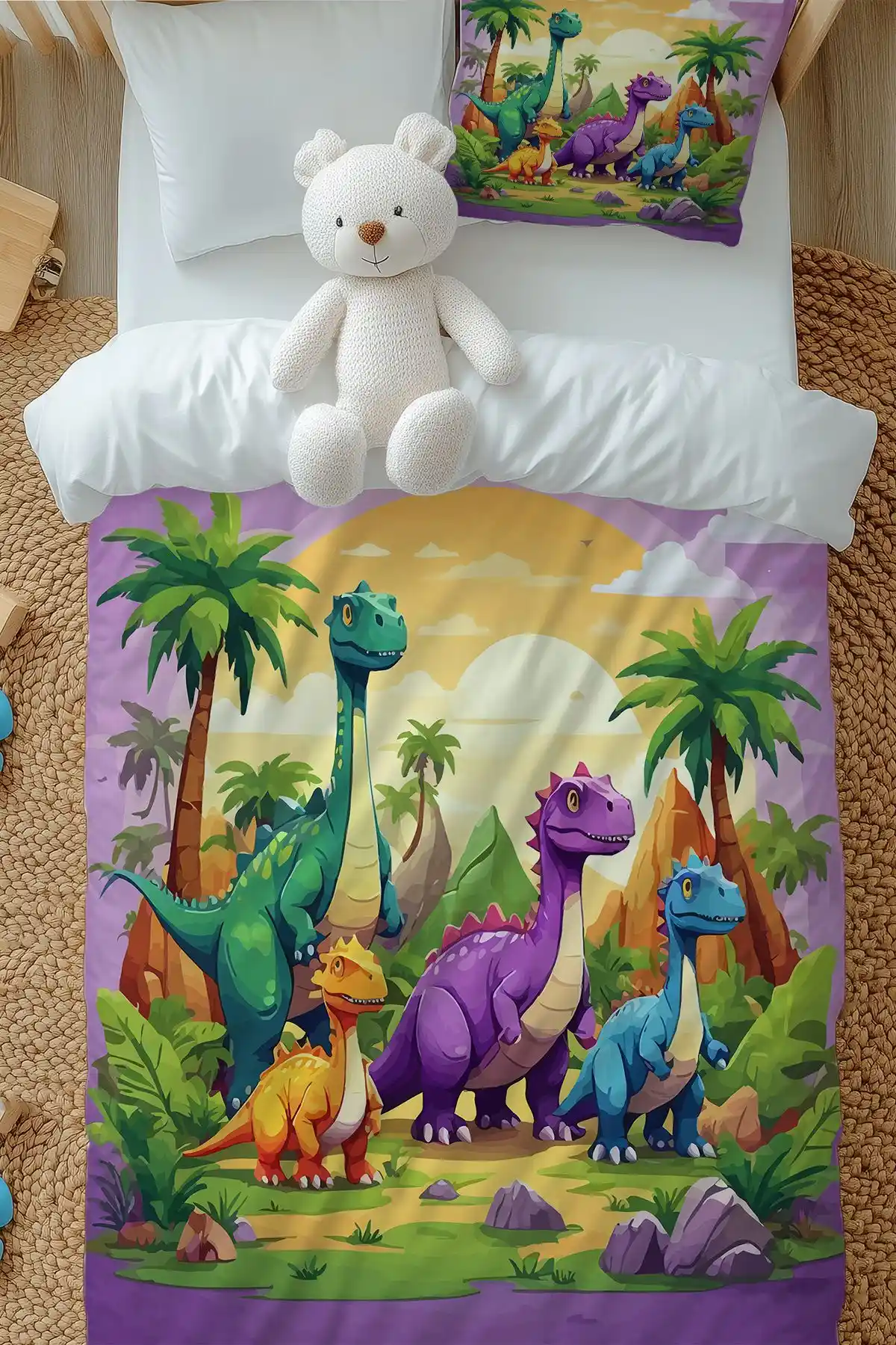 Dinozor Temalı Çocuk Nevresim Takımı ile Odanıza Neşe Katın