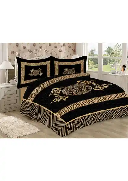 Doruklar Home Collection Kapitoneli Pamuk Dolgulu Kadife Yatak Örtüsü Seti