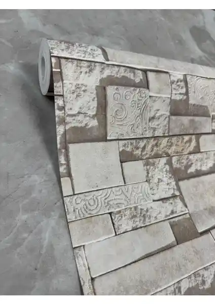 Dudeko 3 Boyutlu Taş Desenli İthal Duvar Kağıdı Modern ve Dayanıklı İç Mekan Dekorasyonu