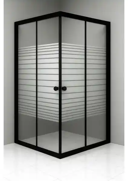 Durul Duşakabin Kare Siyah Profil Çizgili Cam Modern ve Güvenli Banyo Çözümü