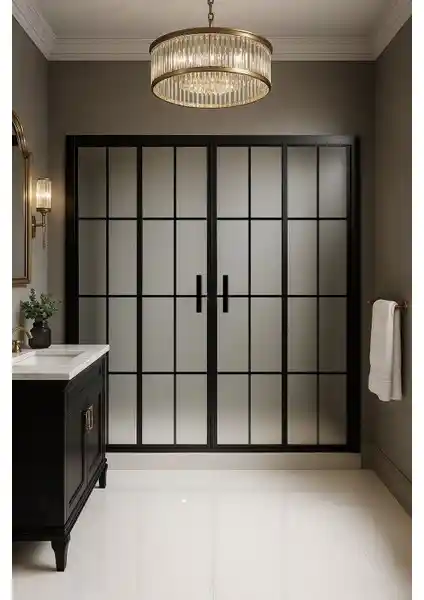 Durul Duşakabin Ön Cephe Siyah Çizgi 5mm Temperli Cam Modern Banyo Tasarımı