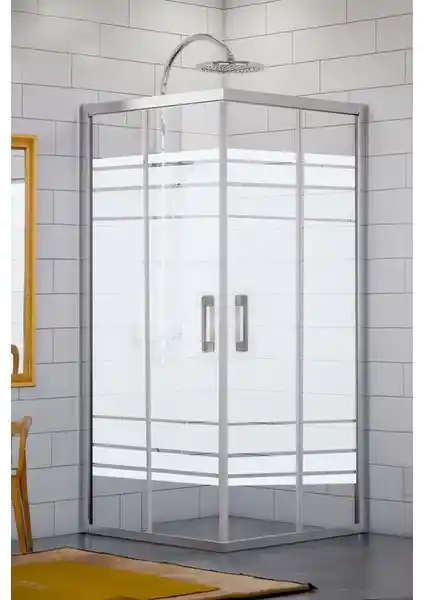 Durul Kare Desenli 5mm Kalınlıkta Modern ve Dayanıklı Duşakabin 190 cm Yükseklik