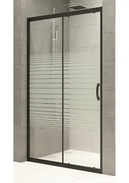 Durul Siyah Çizgili Duşakabin Ön Cephe 5mm Cam Yükseklik 190cm Modern Tasarım