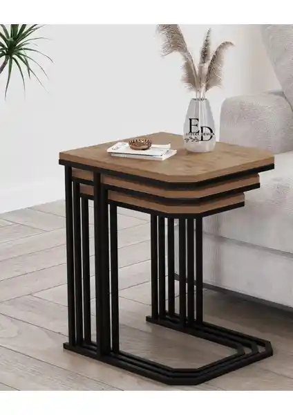 ED Efelez Lyon 3'lü Zigon Sehpa Seti Modern Tasarım ve Dayanıklılık Sunar