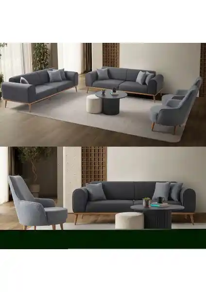 Edsy Home Rebul 3+3+1+1 Antrasit Modern Koltuk Takımı Estetik ve Dayanıklılık