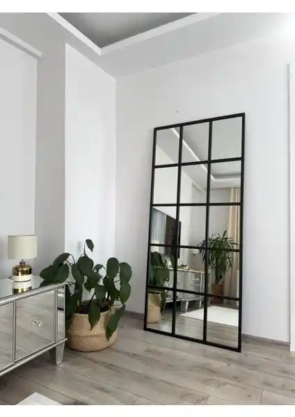 Effe Yapı Dekor Siyah Metal Çerçeveli 180x80 cm Dekoratif Ayna Günlük ve Ticari Kullanım İçin